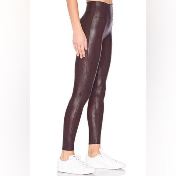 Spanx Faux Leather Leggings in Color Wine Size L NWOT - Picture 1 of 12